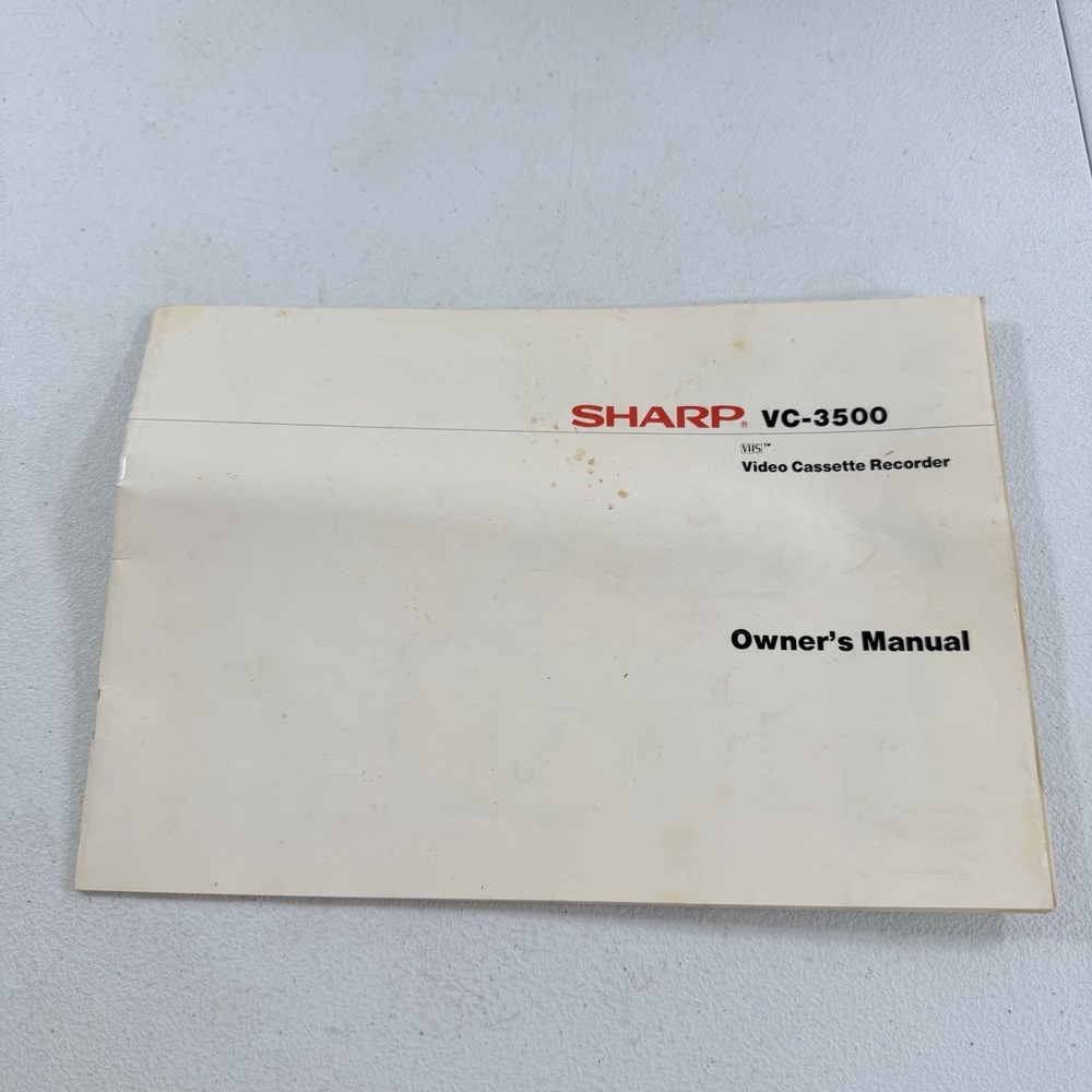 Vintage Original Sharp VC-3500‎ Video Cassette Recorder Owners Manual